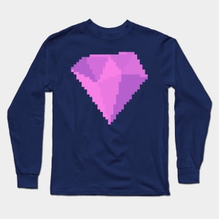 Pink Tourmaline Gem Pixel Art Long Sleeve T-Shirt